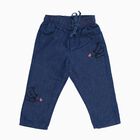 Girls' Deep Indigo Relaxed Fit Embroidered Jeans, मध्यम नीला, small image number null