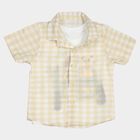 Infants Beige Cotton Half Sleeve Collared Casual Shirt, Beige, small