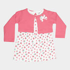 Infants Cotton Printed Frock, Pink, small image number null