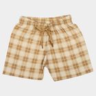Boys Beige Relaxed Fit Checked Bermuda Shorts, गहरा पीला, small