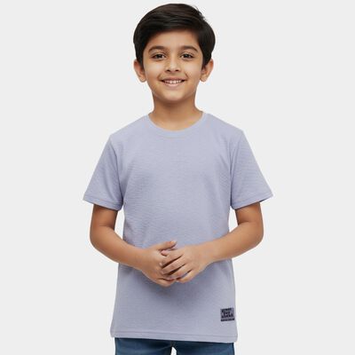 Boys Light Blue Crew Neck Casual Half Sleeve T-Shirt