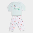 Infants' Aqua Cotton Round Neck Graphic Baba Suit, एक्वा, small image number null
