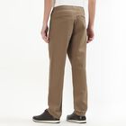 Men's Muted Brown Slim Fit Flat-Front Casual Trousers, भूरा, small