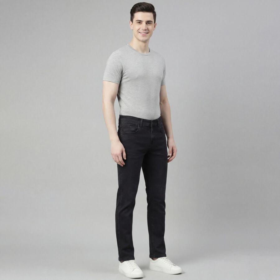 Men's Dark Grey Slim Fit Washed Jeans, गहरा ग्रे, large