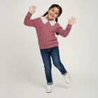 Girls Dusty Rose Lace Collar Cable Knit Pullover, Lilac, small image number null