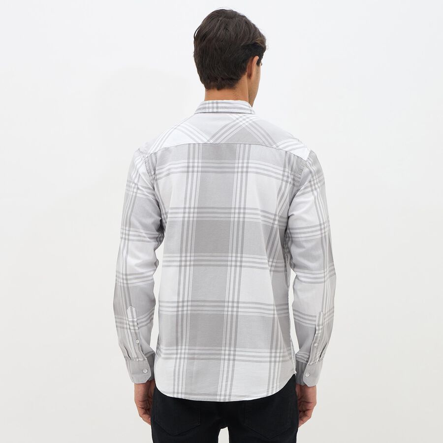 Men's Light Grey Cotton Classic Collar Casual Shirt, Light Grey, large image number null