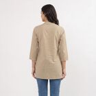 Women's Beige Cotton Mandarin Collar Embroidered Kurti, गहरा पीला, small