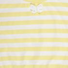 Girls Yellow Round Neck Ruffled Striped T-Shirt, Yellow, small