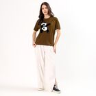 Women's Olive Cotton Round Neck Graphic T-Shirt, ओलिव, small