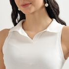 Women's Rich White Polo Neck Sleeveless T-Shirt, White, small image number null