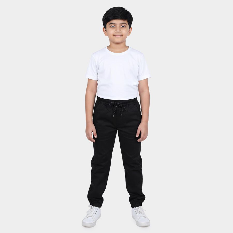 Boys' Black Regular Fit Jogger Trousers, Black, large