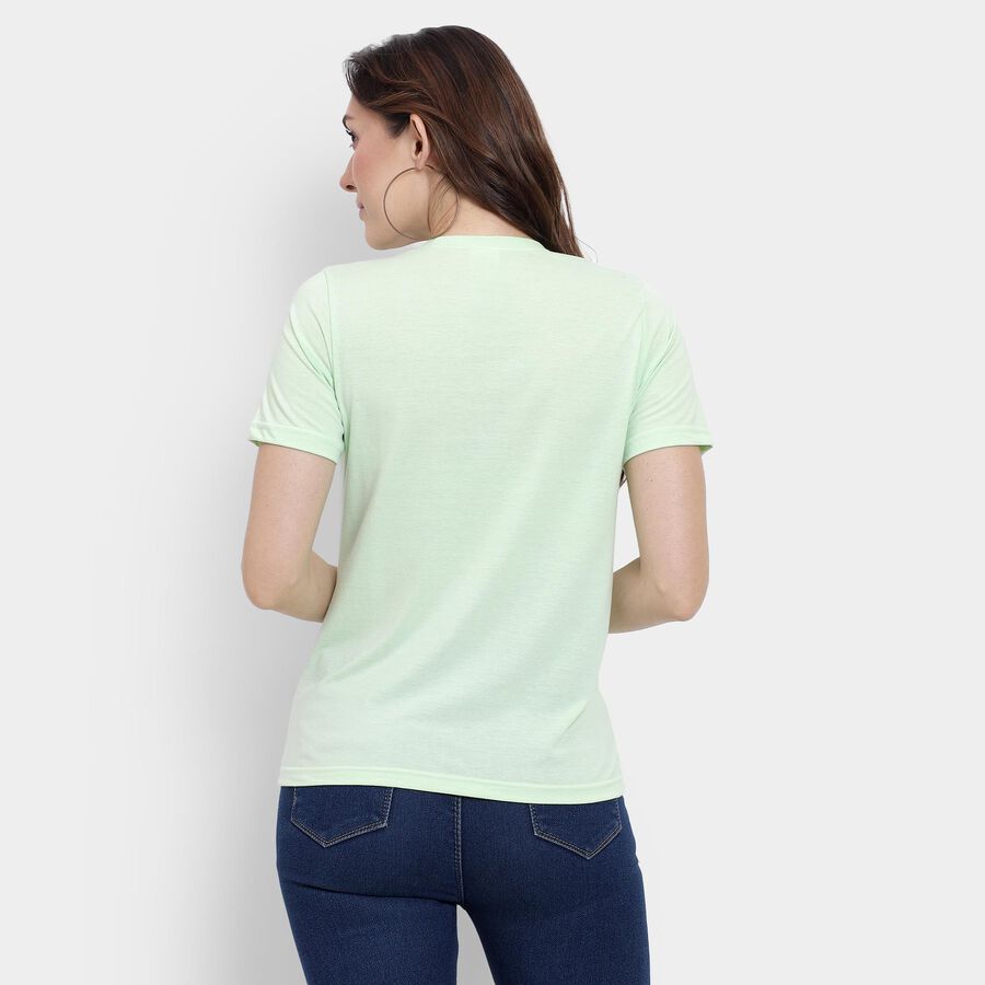 Ladies' Round Neck T-Shirt, निऑन ग्रीन, large