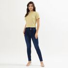 Ladies' Light Yellow Round Neck Casual Crop Top, खाकी, small