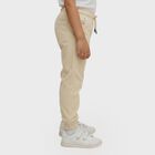 Boys Light Beige Cotton Jogger Trousers, Beige, small