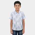 Boys White Printed Half Sleeve Classic Casual Shirt, सफ़ेद, small