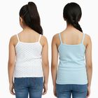 Girls' Soft Sky Blue and White Cotton Square Neck Sleeveless Vest, आइस ब्लू, small image number null