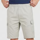 Men's Grey Regular Fit Solid Jamaican Shorts, हल्का ग्रे, small