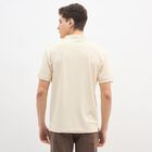 Men's Off White Polo Collar Casual T-Shirt, Off White, small