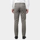 Men's Light Grey Slim Fit Flat-Front Casual Trousers, Light Grey, small