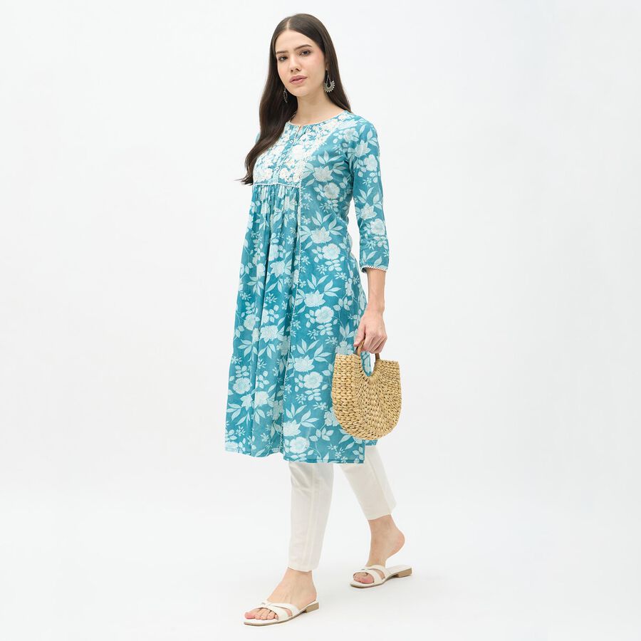 Ladies' 100% Cotton Kurta, Light Blue, large