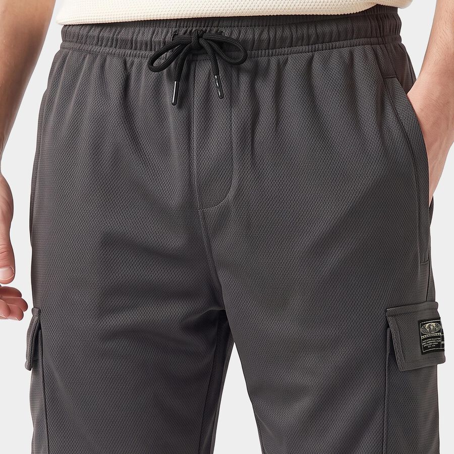 Men's Grey Regular Fit Athletic Bermuda Shorts, गहरा ग्रे, large
