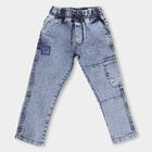 Kids Stonewashed Blue Slim Fit Jogger Jeans, Mid Blue, small image number null
