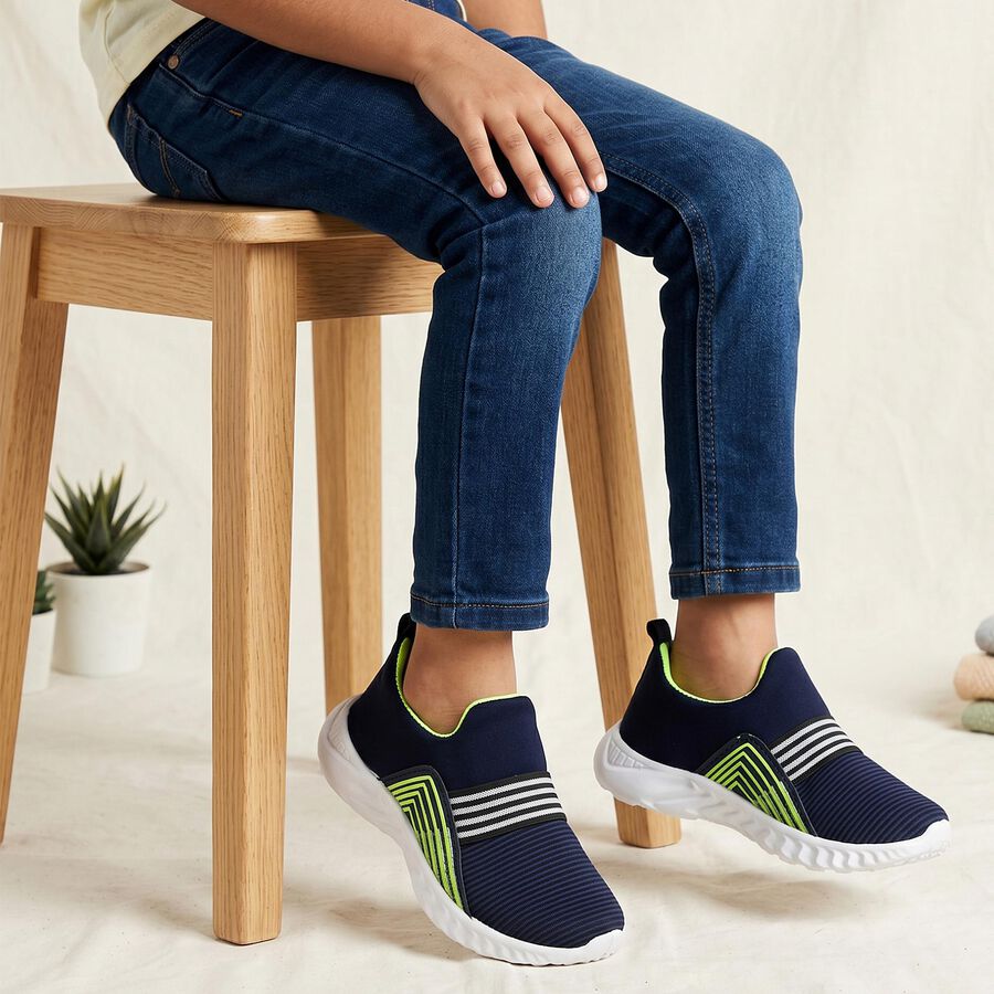 Boys' Navy Blue Slip-On Sneakers, नीला, large