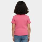 Girls Pink Cotton Round Neck Casual T-Shirt, गुलाबी, small