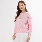 Women's Light Pink Crew Neck Casual Sweatshirt, गुलाबी, small image number null