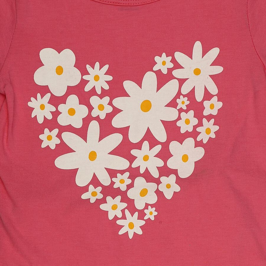 Girls Pink Round Neck Casual Top and Capri Set, गुलाबी, large