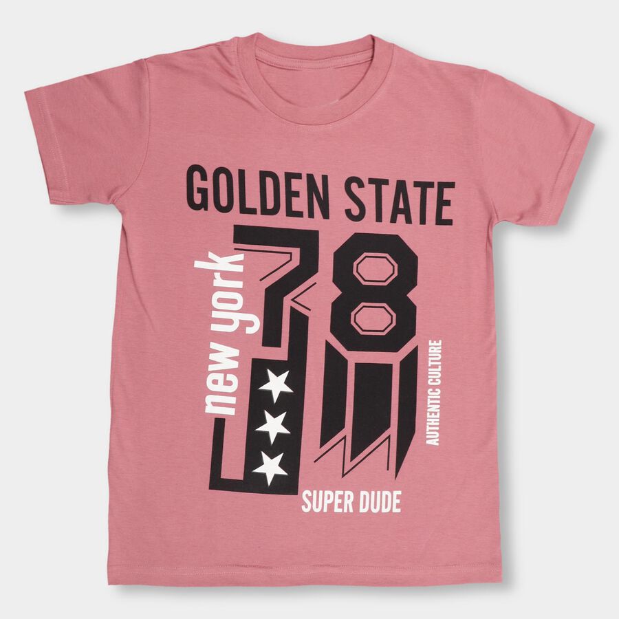 Boys' Half Sleeves T-Shirt , गुलाबी, large image number null