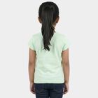 Girls' Mint Round Neck Graphic Printed T-Shirt, हल्का हरा, small