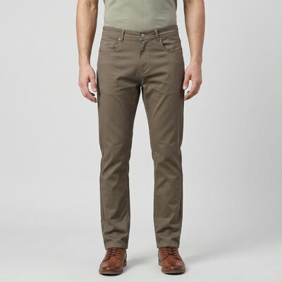 Men's Brown Slim Fit Solid Jeans