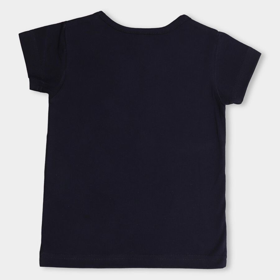 Kids' Deep Midnight Navy Blue Crew Neck Casual T-Shirt, Navy Blue, large image number null