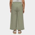 Girls' Olive Green Wide-Leg Striped Trousers, Light Green, small