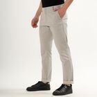 Men's Cross Pocket Slim Fit Casual Trousers, Light Grey, small image number null
