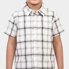 Boys White Cotton Short Sleeves Collared Regular Fit Shirt, White, small