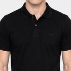 Men's Black Polo Neck Polo T-Shirt, Black, small