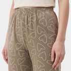 Women's Beige Straight Fit Heart Pyjama, गहरा पीला, small