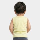 Infants Yellow Cotton Round Neck Casual Vest, Yellow, small