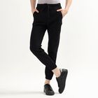 Unisex Jet Black Slim Fit Jogger Trousers, Black, small image number null