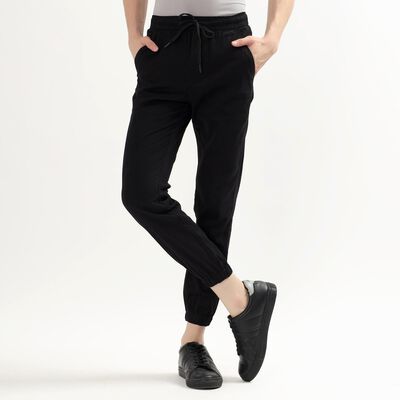 Unisex Jet Black Slim Fit Jogger Trousers