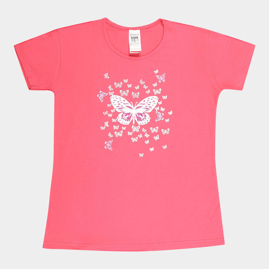 Girls Cotton T-Shirt, Pink, large image number null