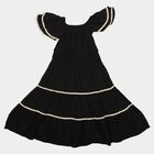 Girls' Black Off Shoulder Fit and Flare Dress, Black, small