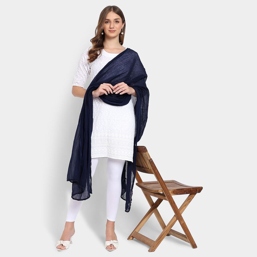 Ladies' Dupatta, Navy Blue, large image number null