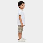 Boys' White Cotton Polo Neck Plaid Baba Suit, White, small
