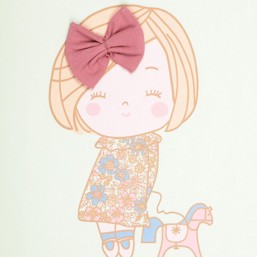 Girls' Light Sage Green Cotton Round Neck Casual T-Shirt, हल्का हरा, large