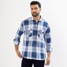Men's Muted Steel Blue Cotton Spread Collar Casual Shirt, Mid Blue, small image number null