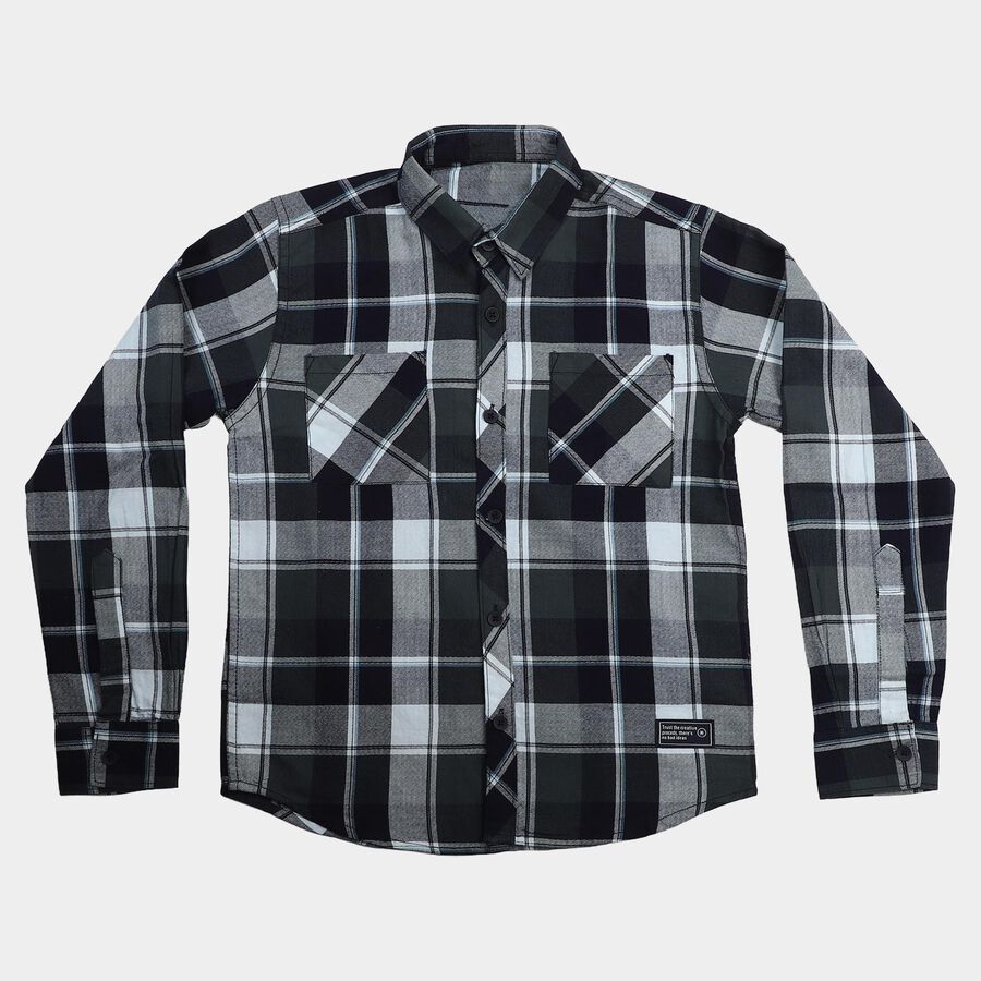 Boys' Navy Blue Cotton Casual Shirt, Navy Blue, large