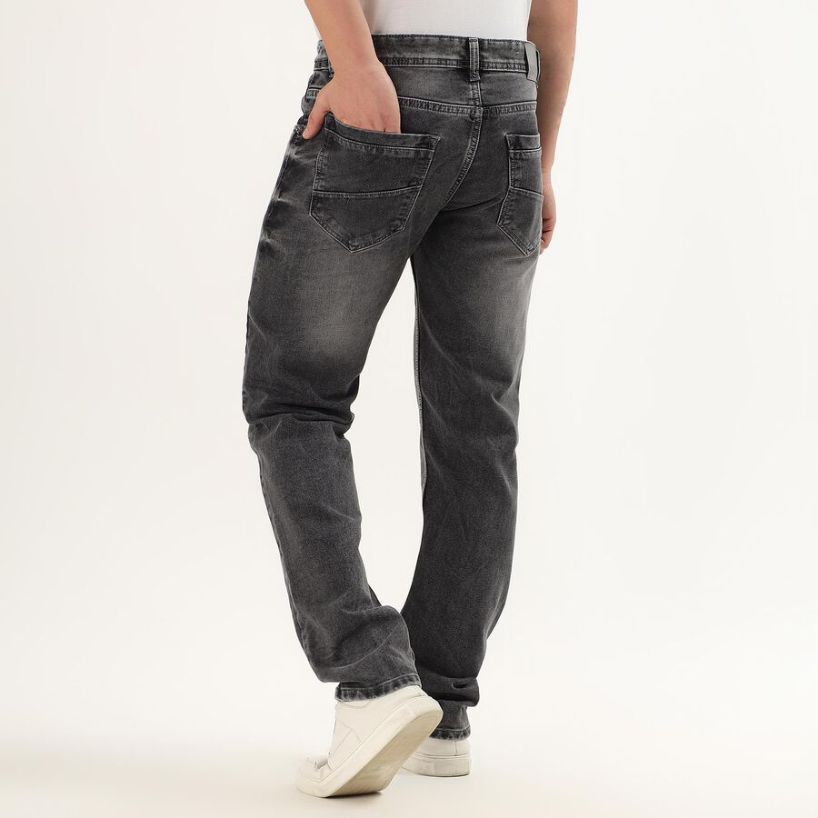 Men's Charcoal Black Straight Fit Five-Pocket Jeans, Light Grey, large image number null